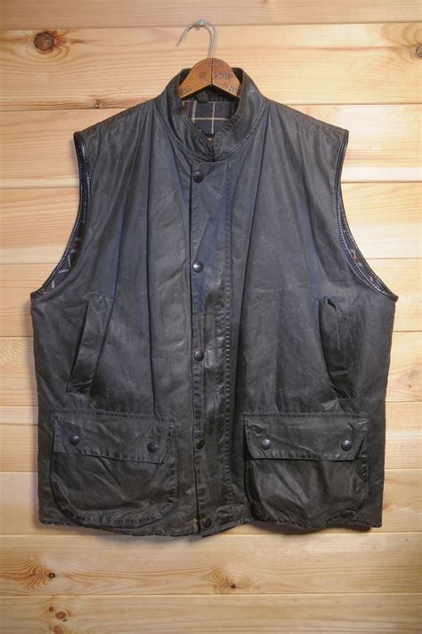 vintage barbour westmorland waxed vest waistcoat xl made in etsy