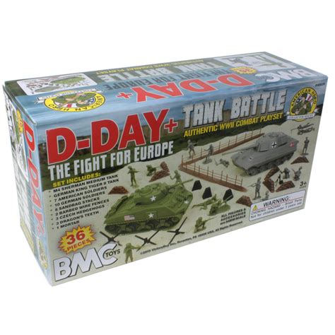 Bmc Ww2 D Day Tank Battle 36pc Plastic Army Men Playset Bmc Toy