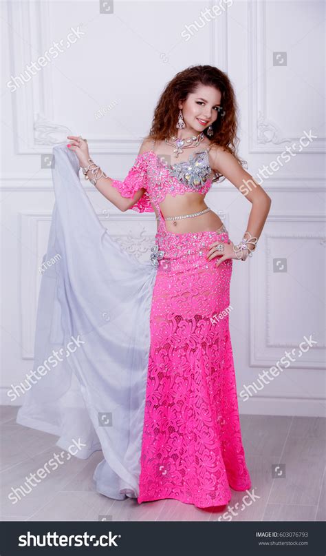 Beautiful Belly Dance Teenage Girl Pink Stock Photo 603076793