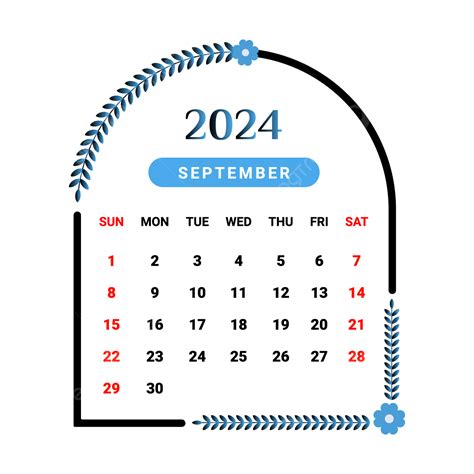 Gambar Kalender Bulan September 2024 Dengan Desain Bunga Hitam Dan Biru