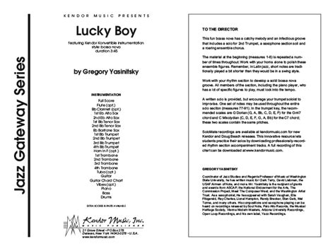 Lucky Boy Full Score Kendor Music Publishing