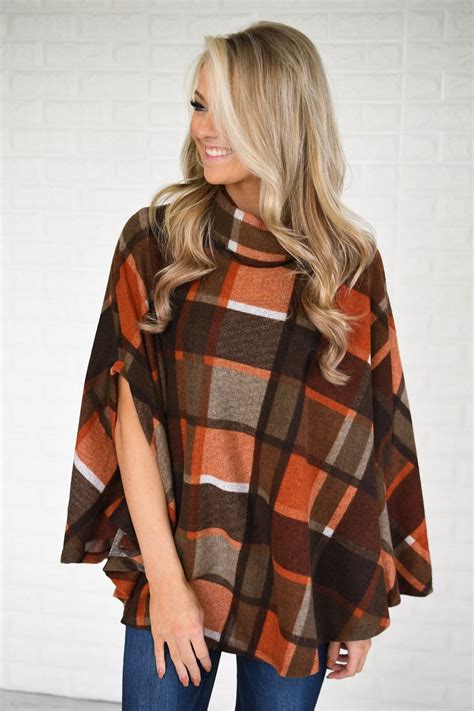 Colors Of Fall Plaid Poncho Top The Pulse Boutique