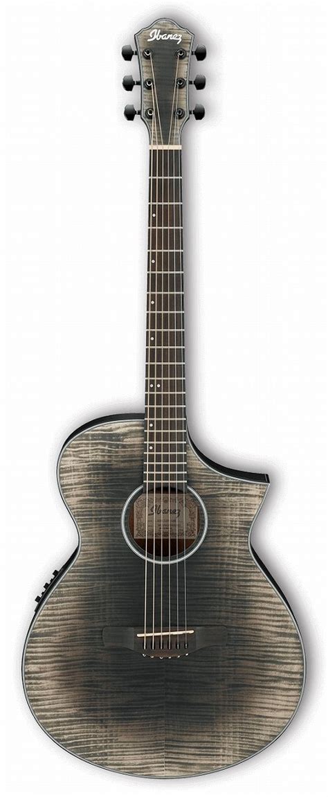 Ibanez Aewc32fm Thinline Acoustic Electric Guitar Transparent Black