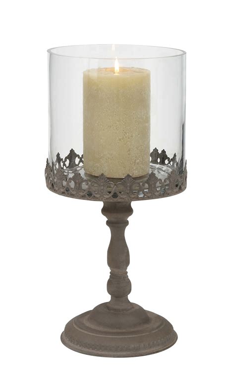 Metal Glass Candle Holder 8 W 17 H 97453