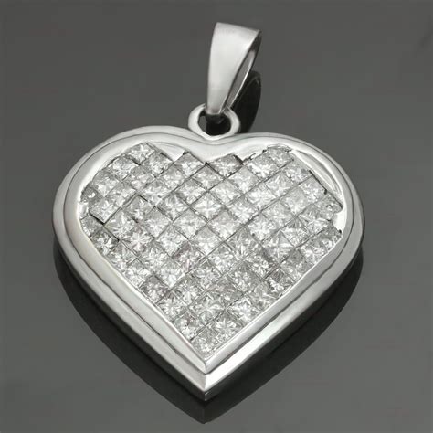 Diamond White Gold Heart Shaped Charm Pendant For Sale At 1stdibs