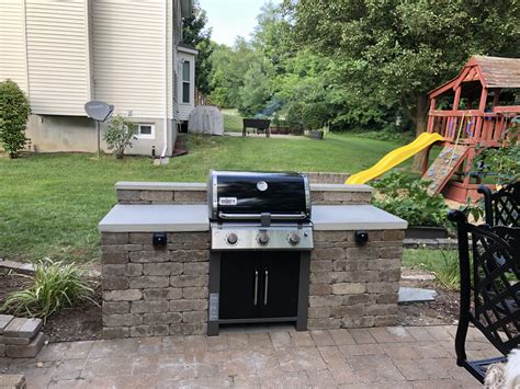 If you can just connect the drain for the sink to a house drain pipe, this isnt necessary. Grilling island using Pavestone Rumblestone and do it yourself concrete countertops Ring step ...
