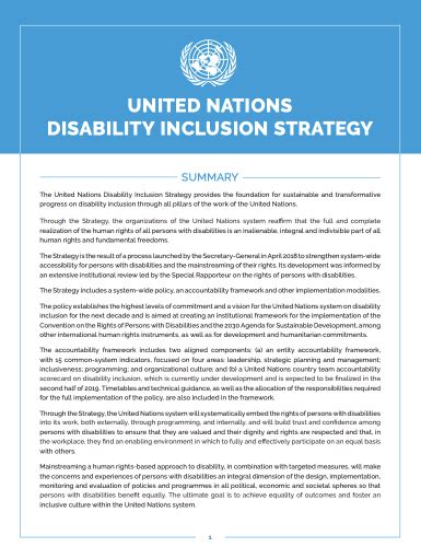 Unsdg United Nations Disability Inclusion Strategy