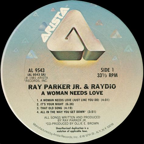 Ray Parker Jr And Raydio A Woman Needs Love Vinyl Album