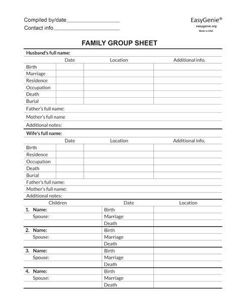 LARGE PRINT Two-Sided Family Group Sheets (30 Sheets) - EasyGenie