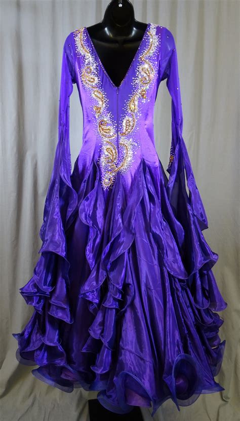 Elegant Purple Back Mesh Ballroom Dress