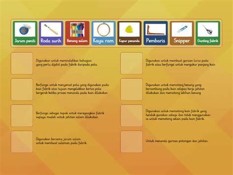 Padan Fungsi Fungsi Alatan Menjahit Dengan Gambar Yang Betul Match Up