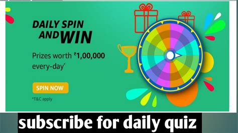 Amazon Daily Spin And Win Today Spin And Win Quiz Spin And Win Youtube