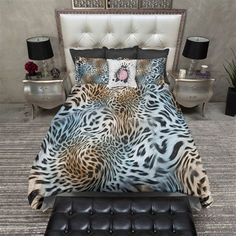 Lightweight Teal And Gold Leopard Print Bedding By Inkandrags