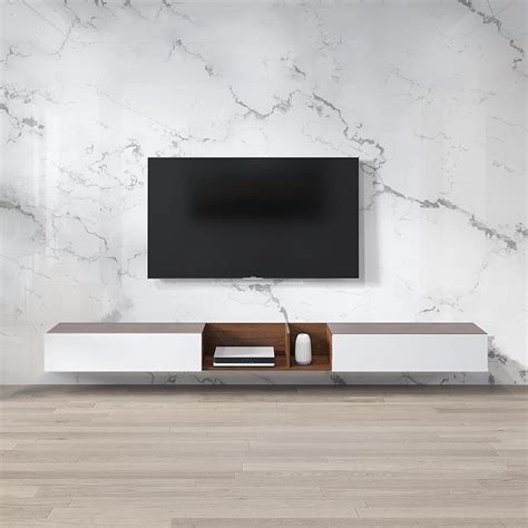 White Floating Tv Stand Wall Hung For Tv Up To 100 Inch Floating Tv