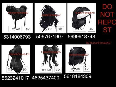Roblox Hair Codes Black Codes For Black Hairs For Girls Roblox