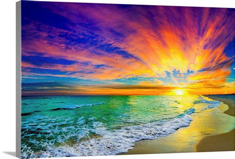 Colorful Ocean Sunset Orange And Red Beach Sunset Sunset Wall Art