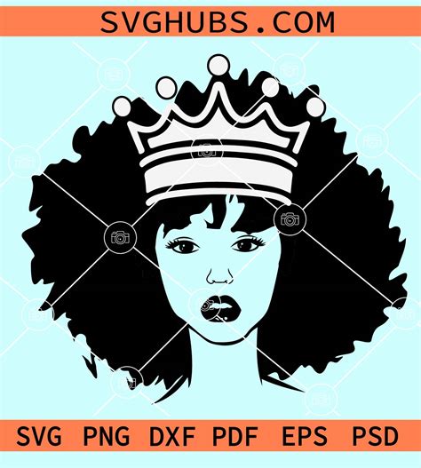 Afro Woman Crown Svg Afro Queen With Crown Svg Afro Woman With Crown
