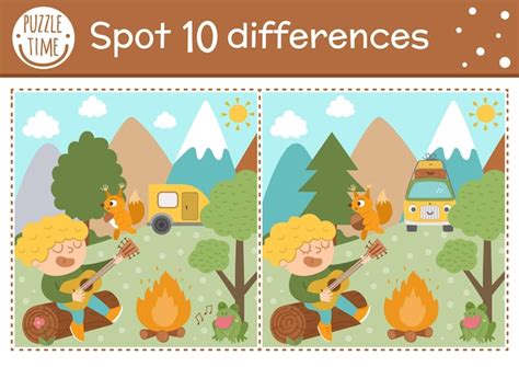 Premium Vector Find Differences Game For Children Summer Camp