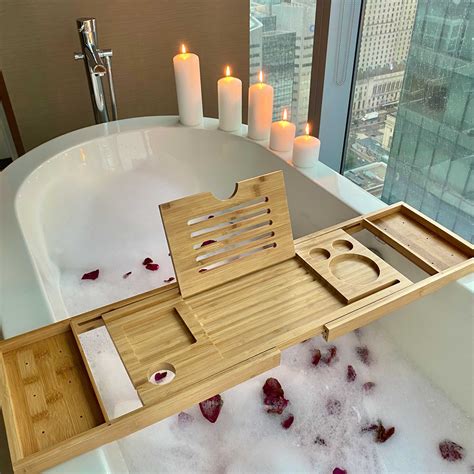 Bamboo Bathtub Tray Still Serenity