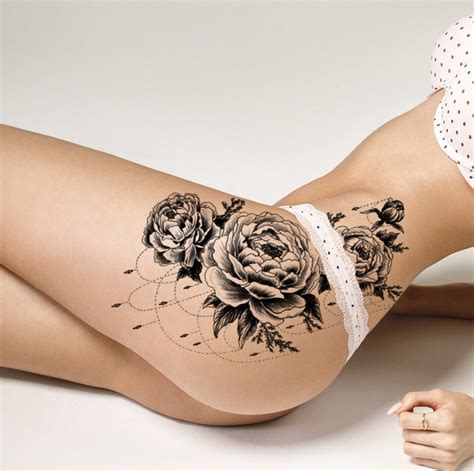 Floral Sexy Temporary Tattoos On Hips Thighs And Sides Of The Etsy Denmark