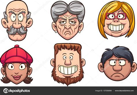 Cartoon Peoples Faces Stock Vector By ©memoangeles 157056896