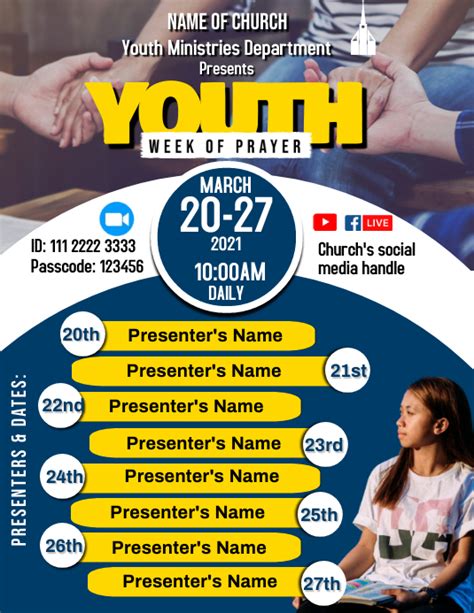 Church Youth Dayweek Seminar Template Postermywall