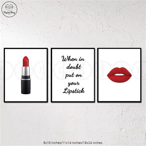 lipstick wall art makeup wall art digital download red etsy lipstick quotes printable wall