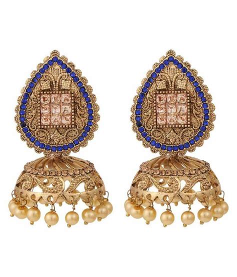 Voril Fashion Alloy Gold Plating Stones Studded Gold Coloured Earrings