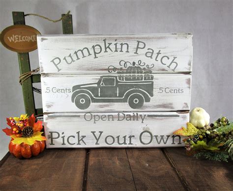 Pumpkins Patch Signrustic Farmhouse Wood Signold Truck Fall Etsy