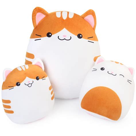 Lotfancy 3 Cat Plush Pillow 12 And 7 Kitty Stuffed Animal Toy