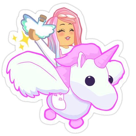 Adopt Me Pink Flying Unicorn Sticker In 2020 Cute