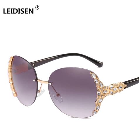 leidisen 2018 sunglasses women diamond oversized shield glasses gradient vintage brand designer
