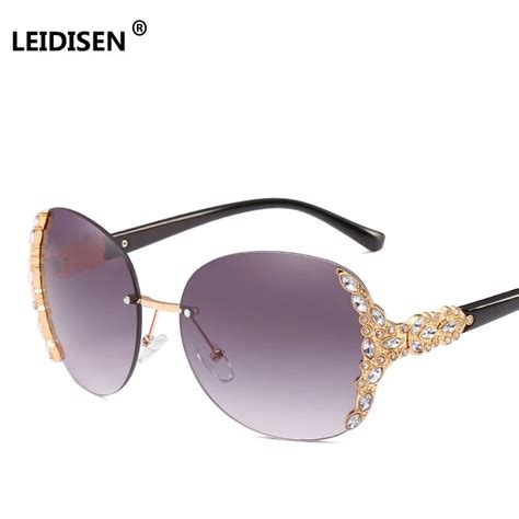 Leidisen 2018 Sunglasses Women Diamond Oversized Shield Glasses Gradient Vintage Brand Designer