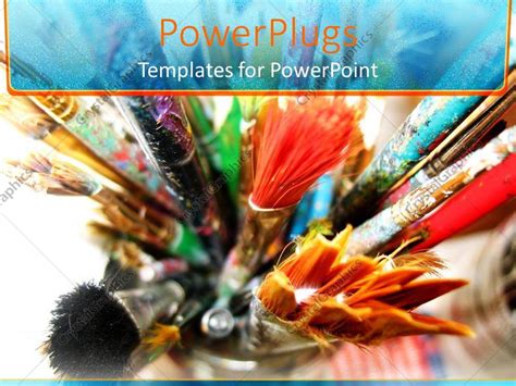 Powerpoint Template Various Colored And Size Paint Brushes With