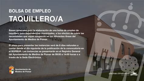 BASES Bolsa De Empleo Taquillero A Ayuntamiento De Medina De Pomar