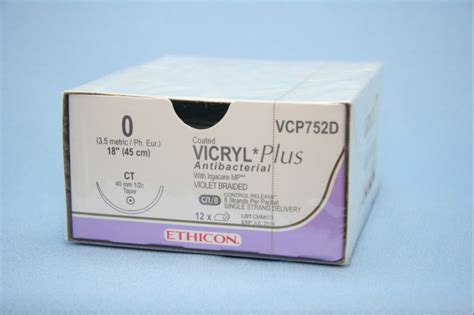 Ethicon Suture Vcp752d 0 Vicryl Plus Antibacterial Violet 8 X 18