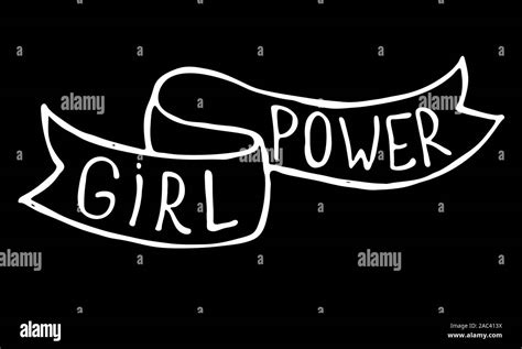 Girl Power Quote Grl Pwr Hand Drawn Lettering Womens Right Slogan Female Feminism Symbols