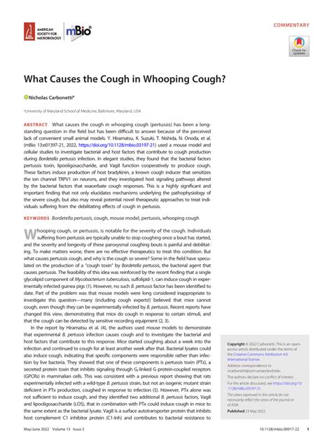Pdf What Causes The Cough In Whooping Cough