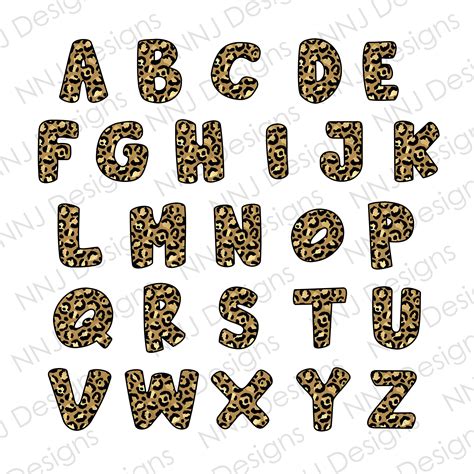 Leopard Alphabet Png Cheetah Letter Sublimation Designs 26 Etsy