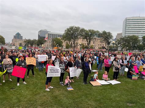 Manitoba Child Care Workers Advocates Gather Outside Legislature To