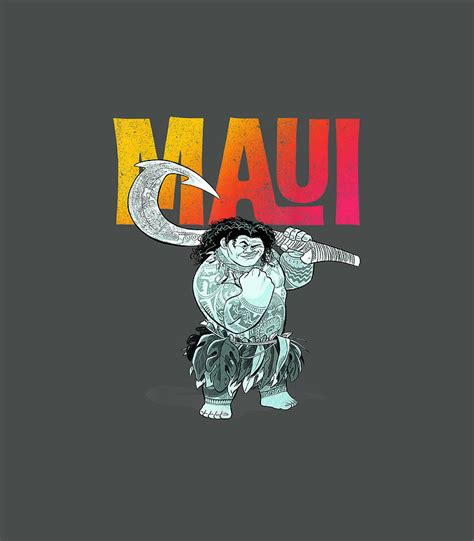 Disney Moana Maui Gradient Text Tough Pose Portrait Digital Art By Georgi Eloah Fine Art America