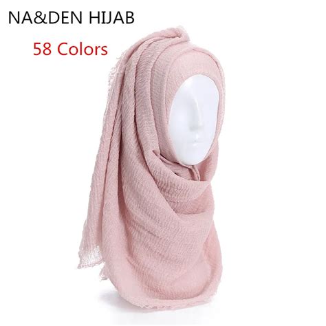 58 Colors Women Maxi Solid Scarf Bubble Plain Muslim Hijab Scarves Pashmina Foulard Shawls
