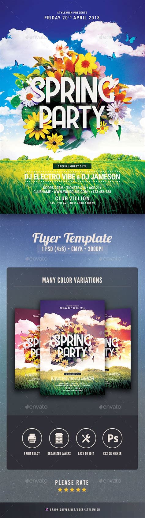 Spring Party Flyer Print Templates Graphicriver