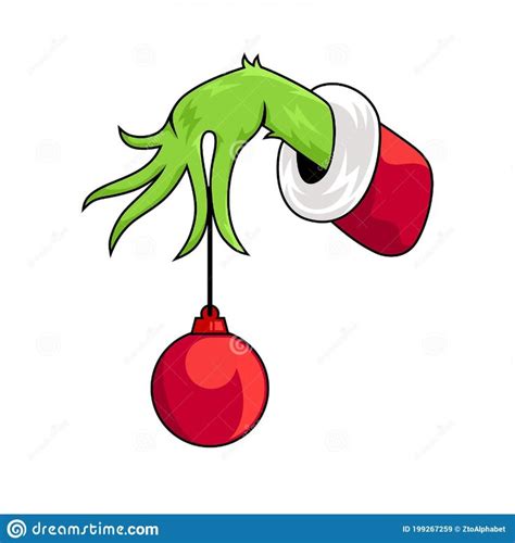 Grinchs Hand With Ornament Christmas Cartoon Illustration