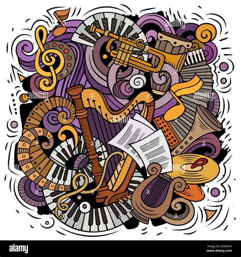 Cartoon Vector Doodles Classic Music Illustration Colorful Detailed