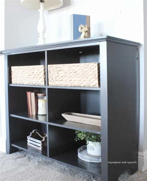 If you're a sloppy painter, you might place a drop cloth or old sheet below your item. How to refurbish a faux wood bookcase with Chalk Spray Paint