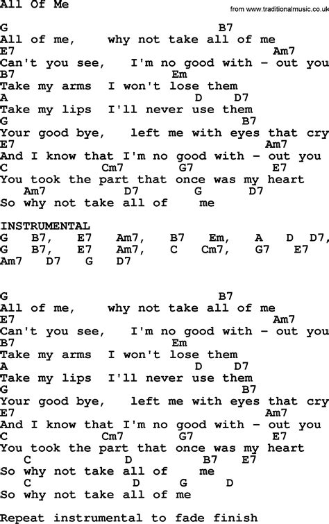 Willie Nelson Song All Of Me Lyrics And Chords Guitar Chords For