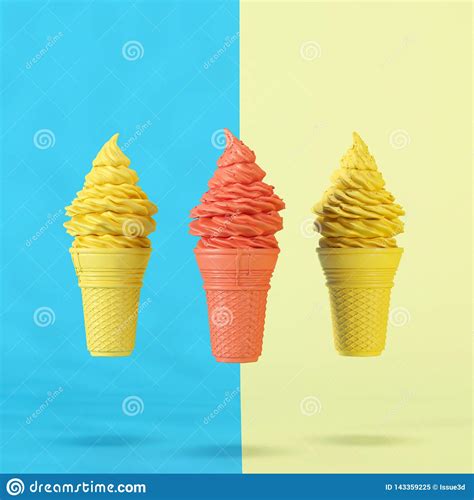 Outstanding Orange Ice Cream Cone Among Yellow Ice Cream