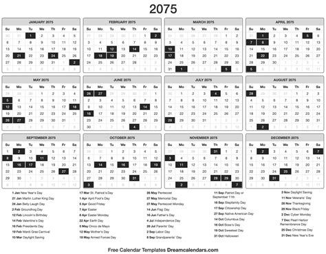 2075 Calendar