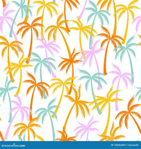 Coconut Palm Tree Pattern Seamless Background Stock Vector